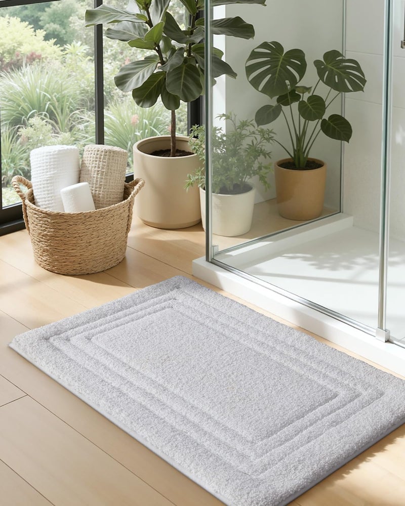 Bathroom Mat 50 x 80 cm, Non Slip Washable Bathroom Rug, Soft Absorbent Shower Floor Rugs with Rubber Backing, Microfiber Bathmat for Tub, Sink Accessories Decor, White - Image 3