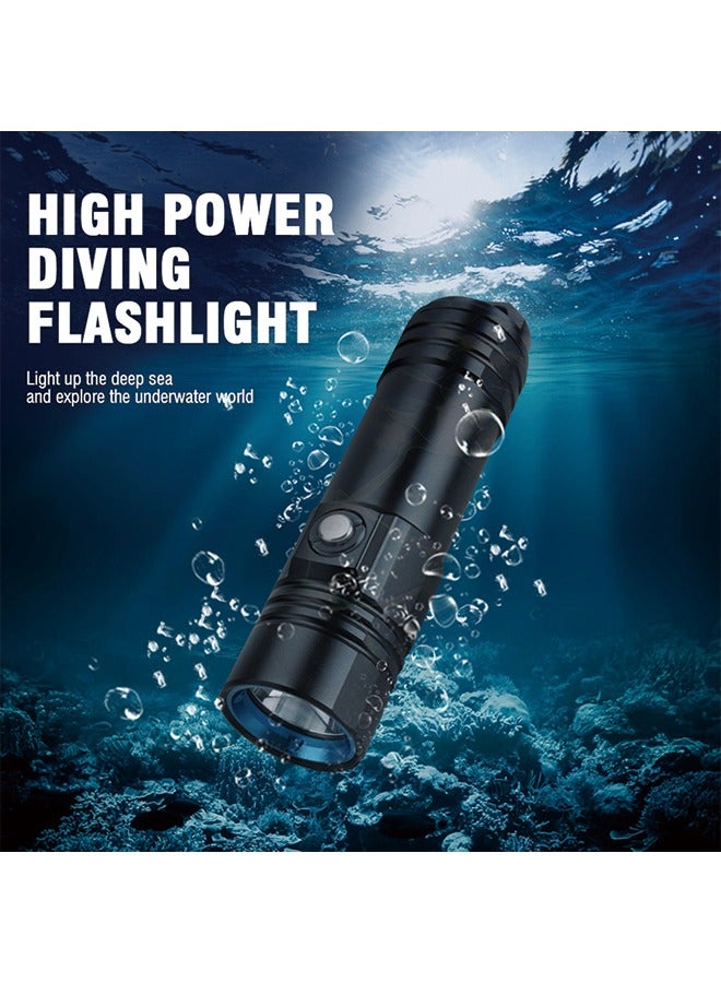 Premium 50m Diving Flashlight - Powerful, Durable, Submersible (Light + 26650 Battery + Charger) - Image 1