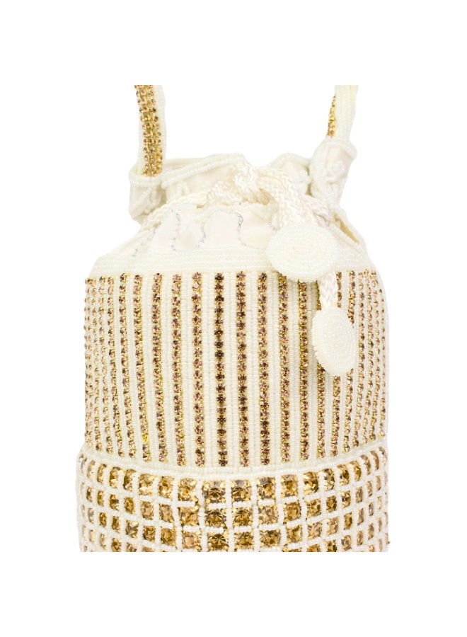 Dollar's Luxury Jute Potli Bag PT55 - Premium Ethnic Drawstring Clutch for Women, Designer Bridal Wedding Party Handbag, Traditional Ladies Gift Purse with Royal Finish and Classy Look  (Cream) - Image 2