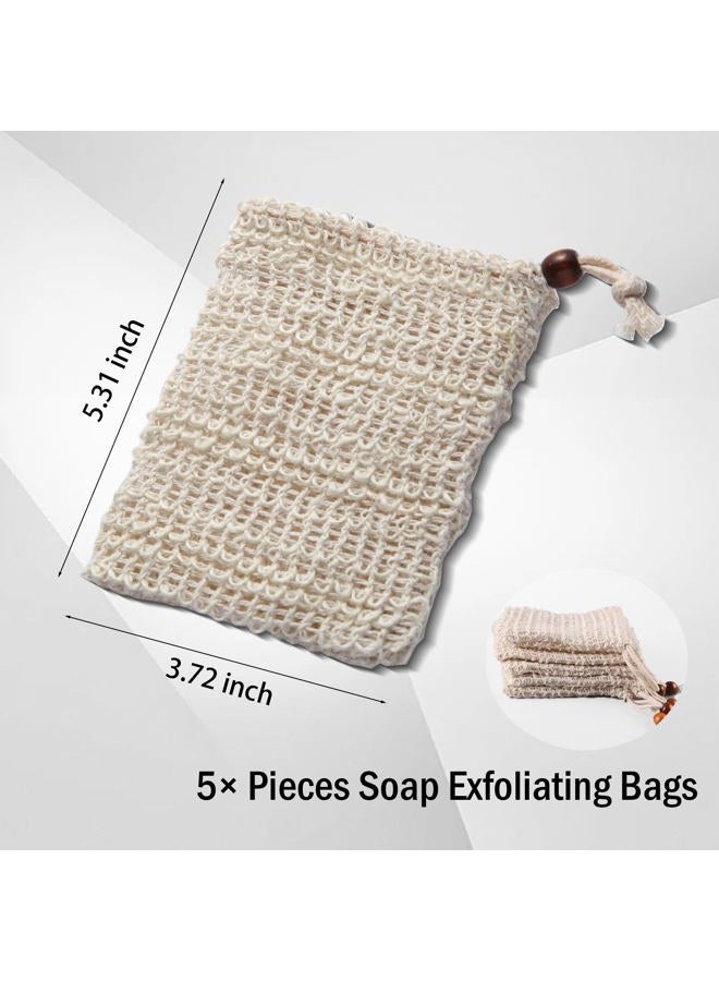 RGQHM 5PCS Natural Exfoliating Soap Bags, Eco-Friendly Reusable Bar Soap Pouch, Portable Travel & Home Deep Cleansing Soap Saver - Image 2