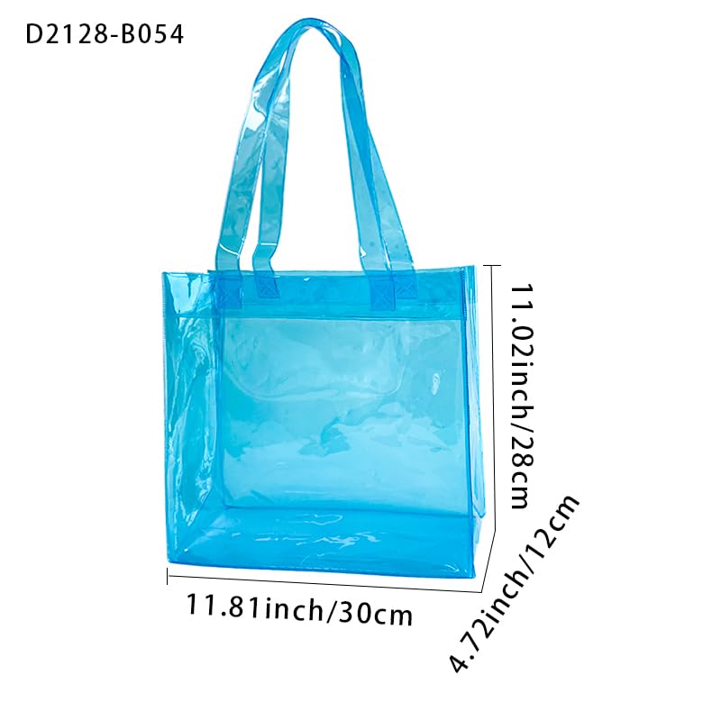TotePrint 1pcs Pink Waterproof Large Transparent Pvc Shopping Clear Tote Bag with Handles Clear Tote Bags for Work Beach，Sports (Pink) - Image 4