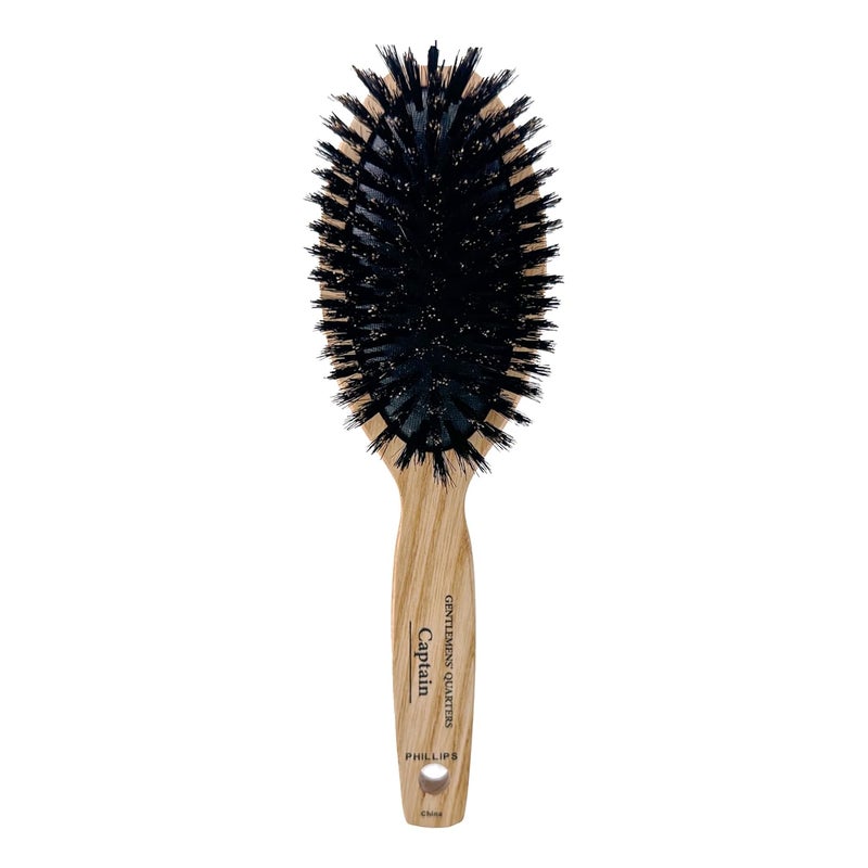 Phillips Brush Gentlemens Quarters Captain Oval Cushion Boar Bristle Hair Brush for Men
