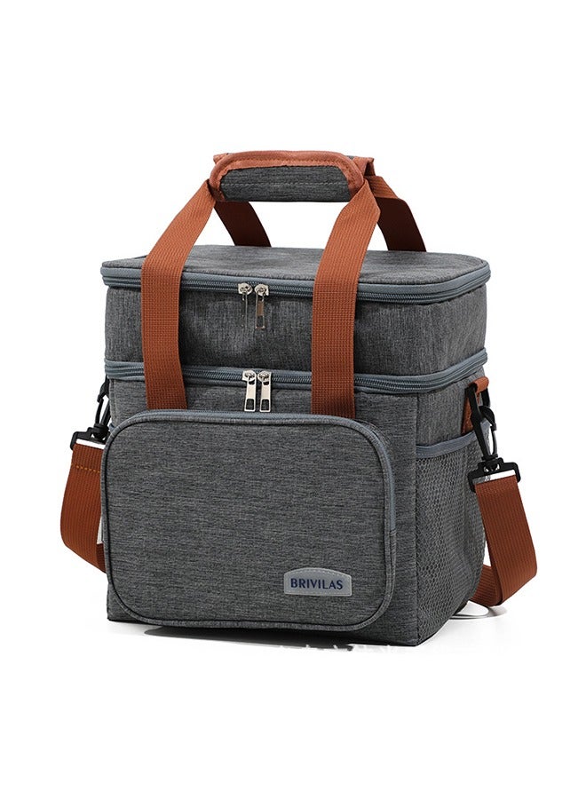 Double layer bento bag for crossbody, Grey  - Image 1