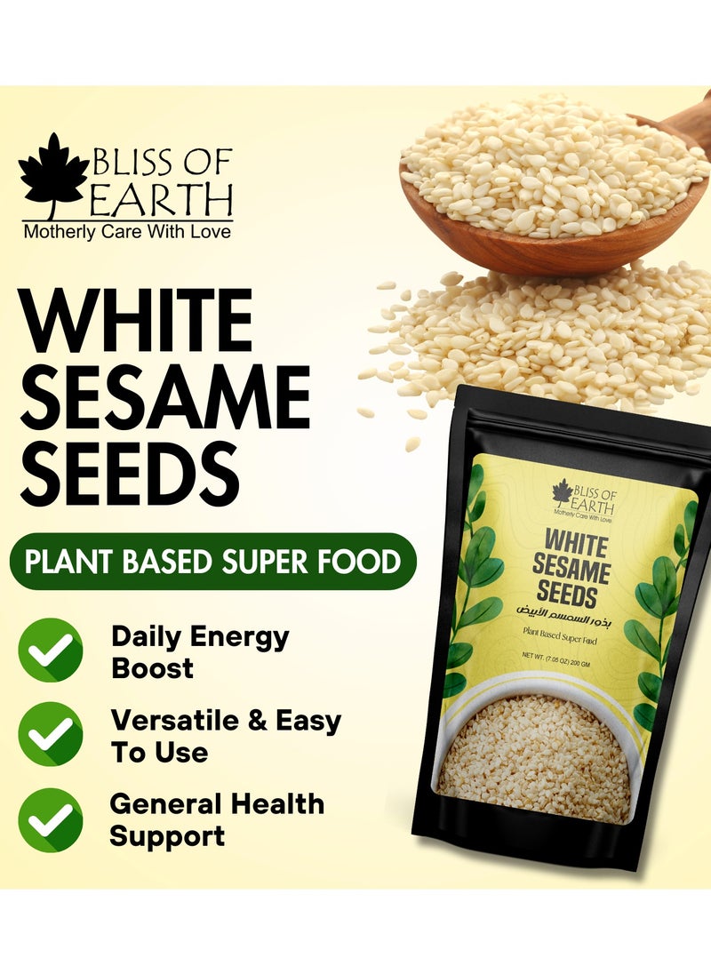 BLISS OF EARTH Indian white Sesame Seeds 200g White Sesame for Eating Raw safed Til Seeds  - Image 2
