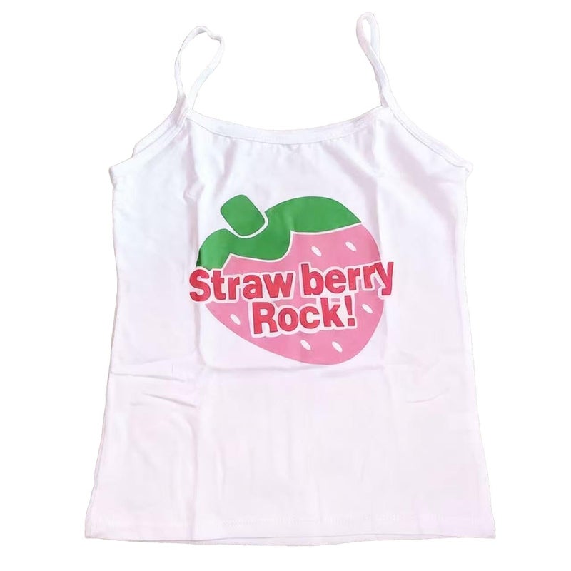 KSDDC Y2K Cutecore Tank Top Tee Shirt Women Kawaii Coquette Cute Spaghetti Strap Cami Grunge Clothes (Strawberry,Small) - Image 1