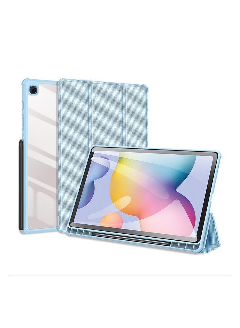 غطاء واقي لـ Samsung Tab S6 Lite - مع فتحة قلم مغناطيسي، حماية من السقوط، وغطاء طي بالإسبات