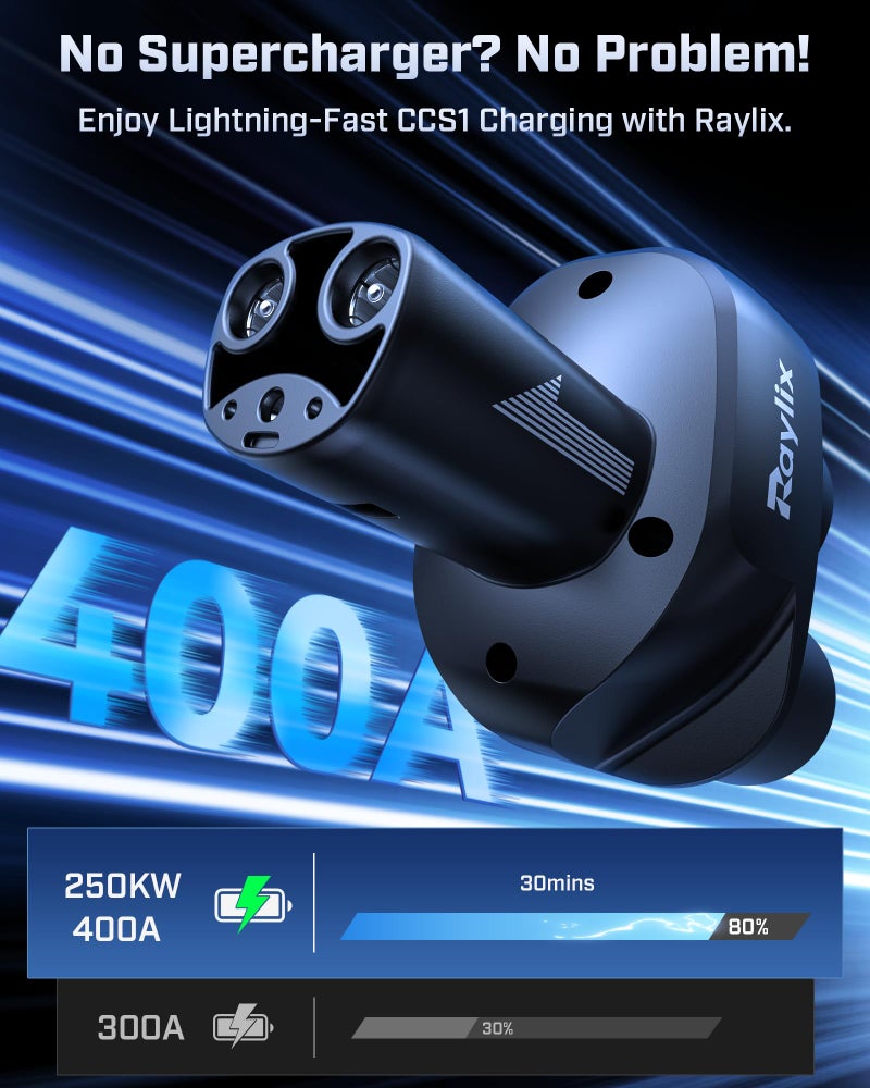 Raylix محول رايليكس المحسن من CCS1 إلى تسلا، لجميع طرازات تسلا (2021-2026) و EVs من الجيل التالي NACS، محول شحن فائق السرعة 250 كيلو واط، من CCS إلى NACS، يعمل فقط مع محطات الشحن من المستوى 3 DC مع قابس CCS1 - Image 3