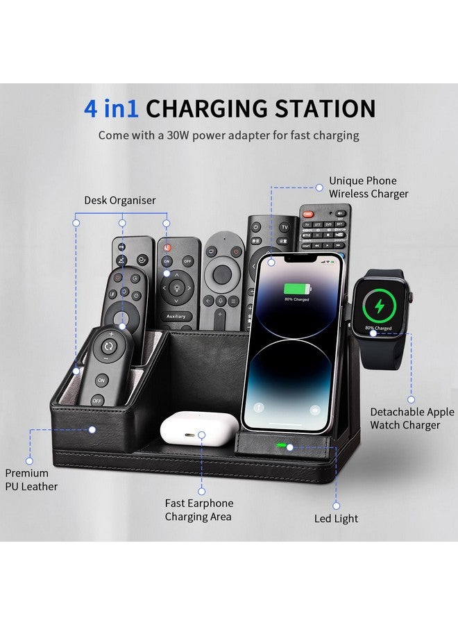 KINGFOM Leather Desk Organizer With Charging Station Multi-Functional Phone Pen Pencil Holder For Desk Desk Organizers And Accessories For Office Home Supplies (L) - Image 3