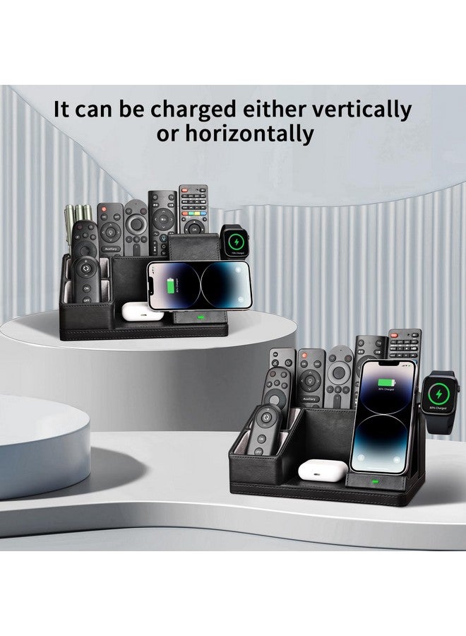 KINGFOM Leather Desk Organizer With Charging Station Multi-Functional Phone Pen Pencil Holder For Desk Desk Organizers And Accessories For Office Home Supplies (L) - Image 5