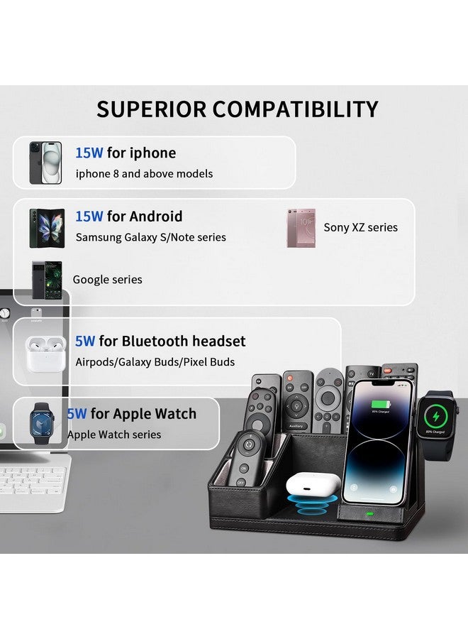 KINGFOM Leather Desk Organizer With Charging Station Multi-Functional Phone Pen Pencil Holder For Desk Desk Organizers And Accessories For Office Home Supplies (L) - Image 4