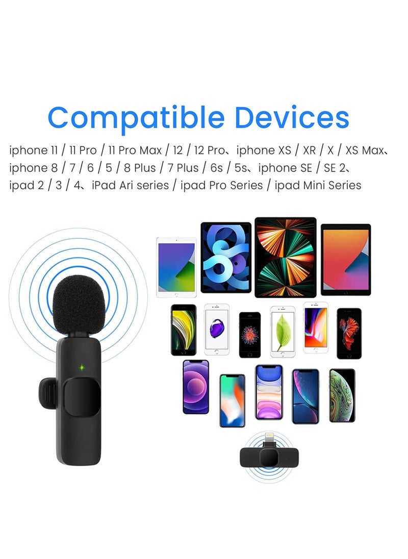 LAVALIER - Wireless Lavalier Microphone for iPhone 7 8 X XR XS 11 12 13 14 Max Pro SE - 2.4GHz Plug&Play Lapel Mic with Clip for Video Recording YouTube Tiktok Facebook Live Stream Vlogging | Black - Image 1