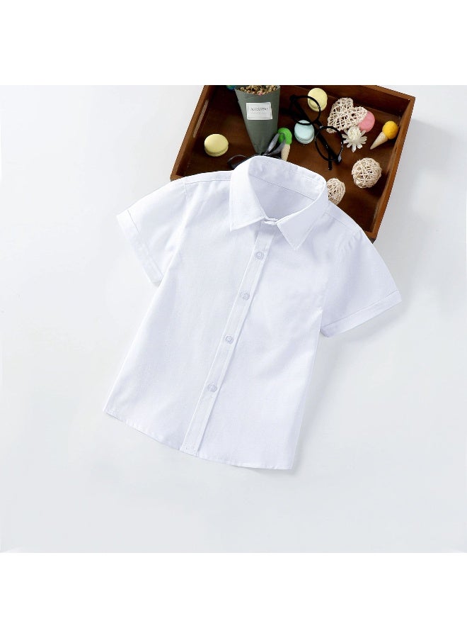 قميص أبيض قصير الأكمام للأطفال الذكور