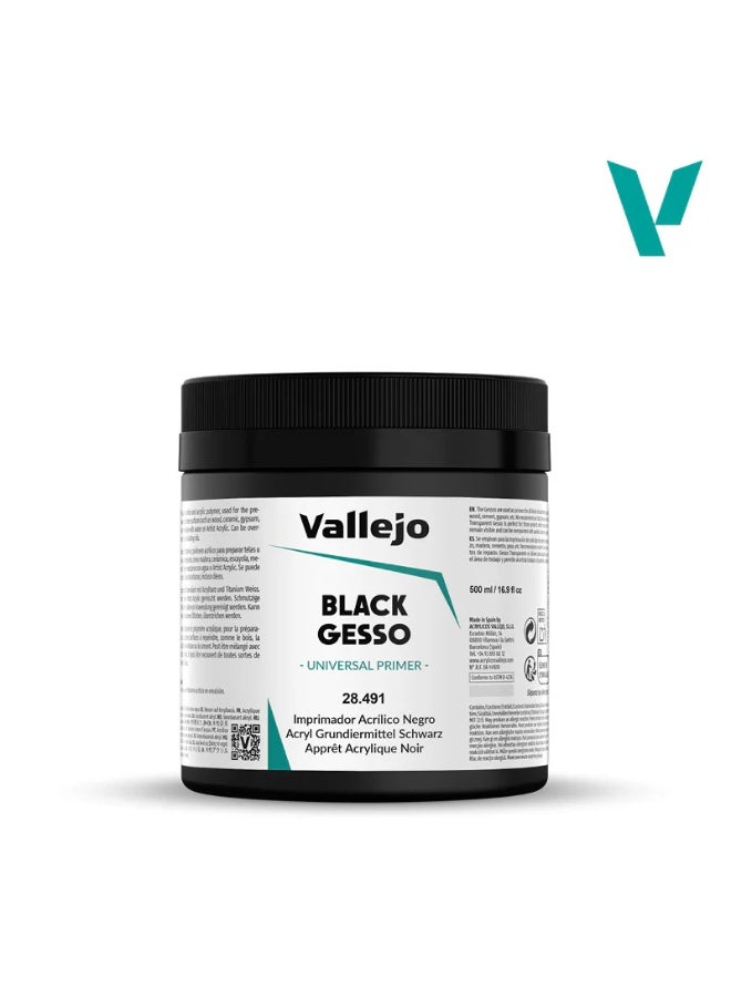 فاليجو جيسو ملون ٤٩١ أسود ٥٠٠ مل - برايمر أكريليك فاخر للقماش والخشب والأسطح الفنية