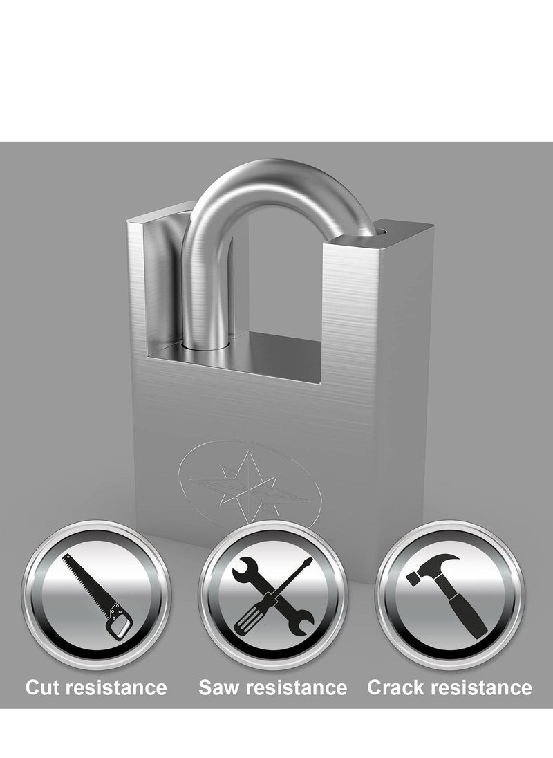 Padlock, Lock for Outdoor Use with Key, 2Pcs 60mm Impact Cut Resistance Anti-Rust Padlock Outdoor Weatherproof Lock with 10mm Shackle High Security Lock for Warehouse, Container, Gym Locker, Garage  - Image 2