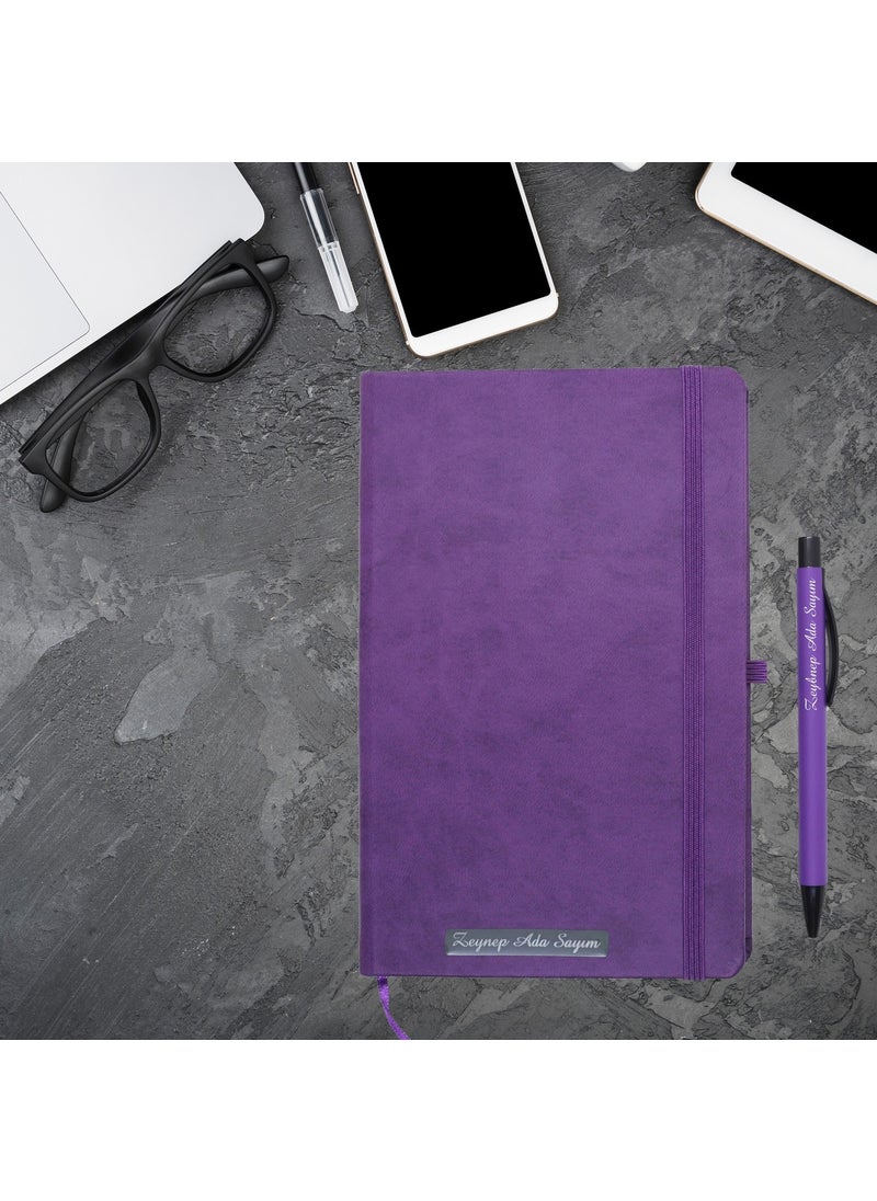 Ada Lazer Personalized Soft Leather Undated Agenda and Pen Set  - Image 1