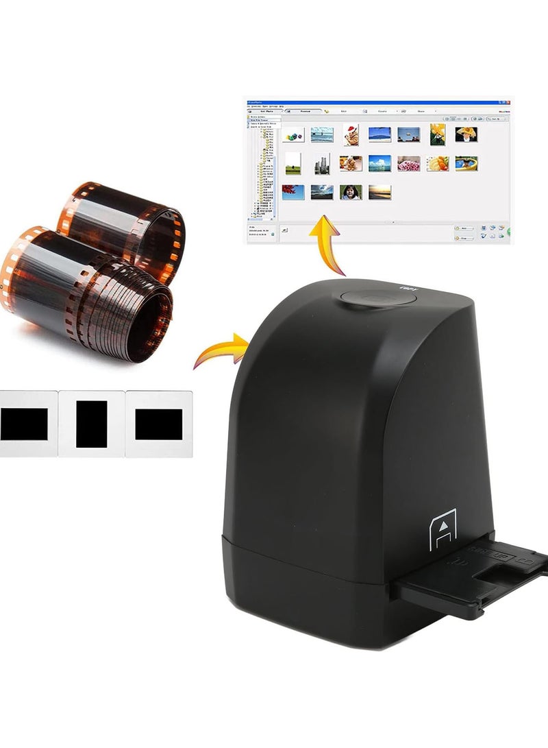 Film Slide Scanner, 135mm 35mm Film Negatives Slides Scanner with 8MP CMOS Sensor Quick One Button Scan Function Support Image Preview, Playback and Editing Function for Home Office