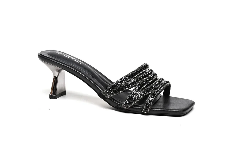 Cuple embellished heeled slide sandal
