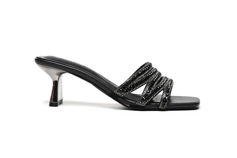 Cuple embellished heeled slide sandal