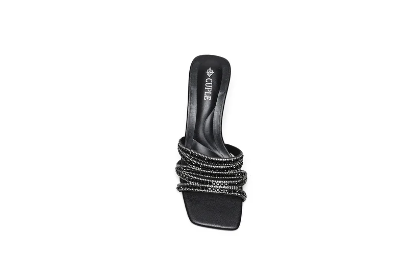 Cuple embellished heeled slide sandal