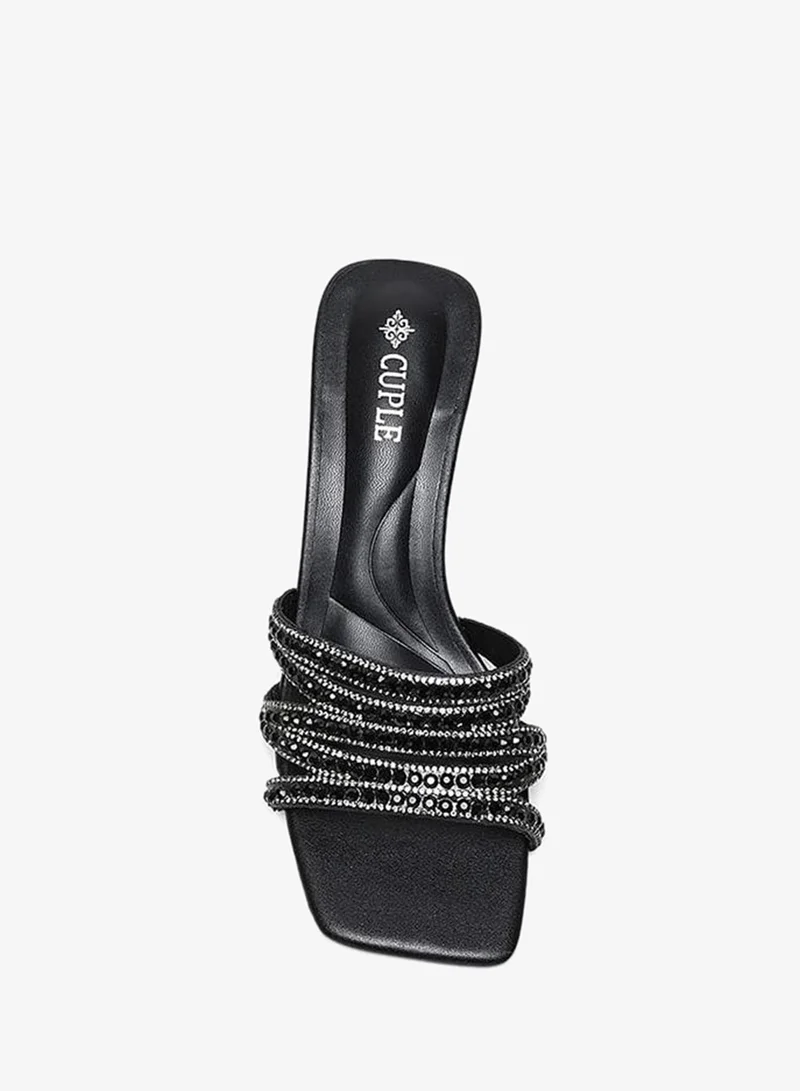 Cuple embellished heeled slide sandal