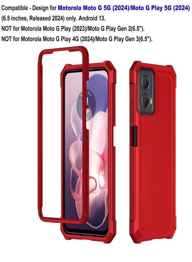 Ailiber جراب هاتف Ailiber لهاتف Motorola Moto G 2024، وMoto G Play 5G 2024 (لا يدعم 4G)، مع واقي شاشة، وحماية مزدوجة الطبقات، وزوايا مقاومة للصدمات، وغطاء حماية متين من مادة TPU - أحمر - Image 2