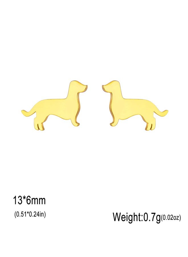 TEAMER Cute Trend Dachshund Stud Earrings Sausage Dog Earrings Stainless Steel Dachshund Lover Pet Animal Jewelry For Women (Gold) - Image 4