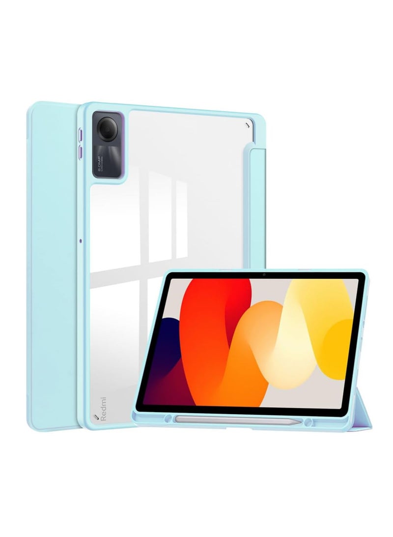 Redmi Pad SE 11 Inch Case, 2023 Release, Clear Back, Clear Back, Pen Holder, Redmi Pad se Cover, Tablet Case, Auto Sleep Function, Trifold Stand, Shockproof, Lightweight (Redmi Pad SE, Light Blue) - Image 1