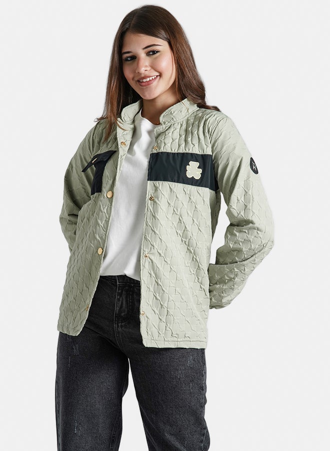 ريمينت جاكيت للبنات خفيف للربيع مينت - Image 1