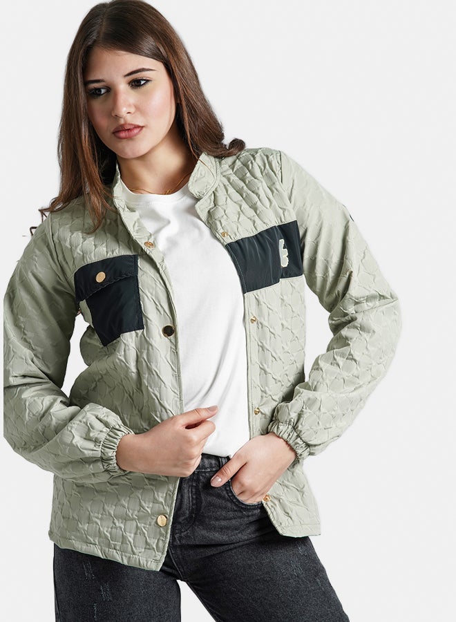 ريمينت جاكيت للبنات خفيف للربيع مينت - Image 2