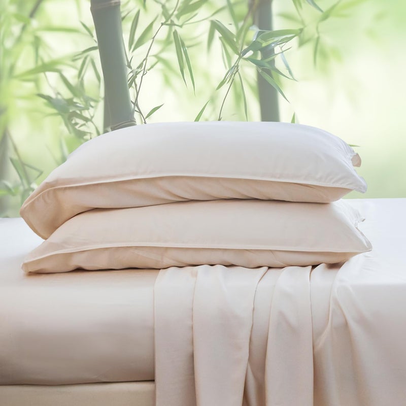Simple&Opulence 100% Viscose from Bamboo Sheet Set 4Pcs, Cooling for Hot Sleepers, Soft Breathable Bed Sheets Set, 15" (38cm) Deep Pockets, Luxury Hotel Silky Bedding Sheets (Beige,King) - Image 1