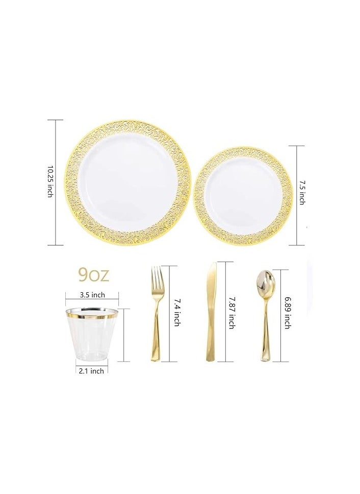 Joyelink 150Pcs Rose Gold Party Supplies Party Tableware Party Disposable Plastic Cutlery Set, Party Supplies Plate, Spoon,cup,Cutlery-25 Guests  - Image 2