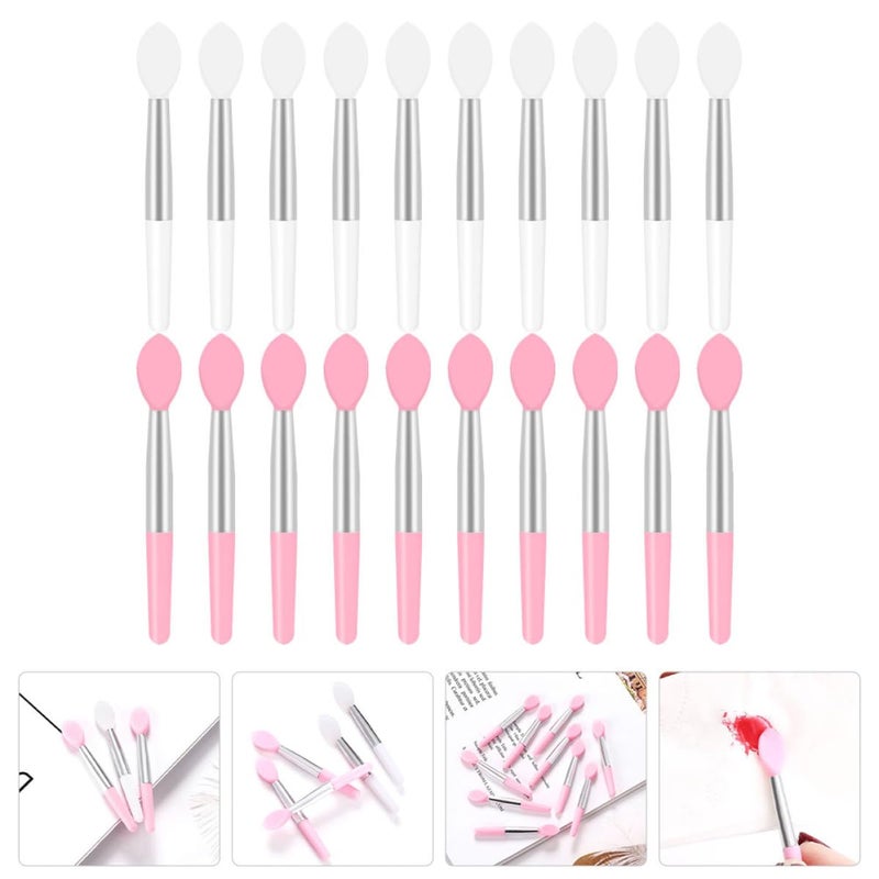 20Pcs Silicone Lip Brush Set Mini Portable Soft Head Lipstick Applicators for Makeup Lip Mask Application, White and Pink for Travel and Daily Use - Image 3