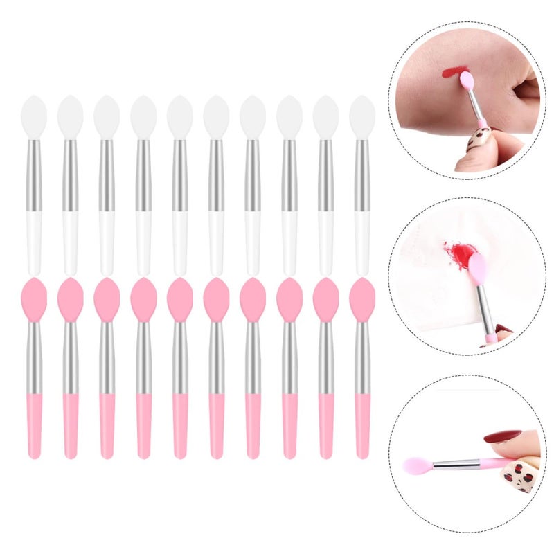 20Pcs Silicone Lip Brush Set Mini Portable Soft Head Lipstick Applicators for Makeup Lip Mask Application, White and Pink for Travel and Daily Use - Image 4
