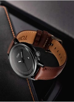 TOMI Unisex brown leather analog watch for men and women from TOMI, in addition to the daily date display  - Image 5
