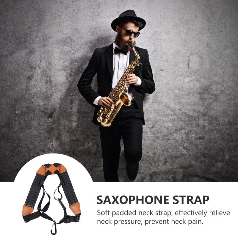 Saxophone Double Shoulder Strap Universal Saxophone Strap (Black) - Image 5
