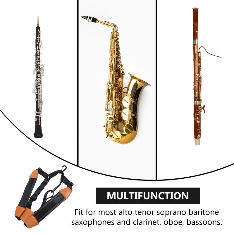 Saxophone Double Shoulder Strap Universal Saxophone Strap (Black) - Image 4