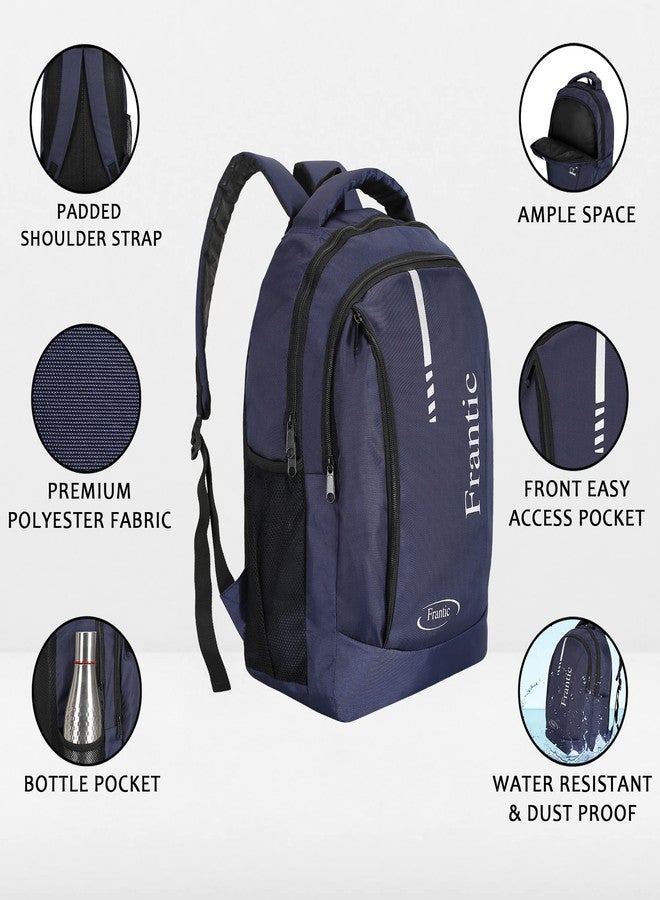 فرانتك حقيبة ظهر فرانتيك المقاومة للماء من البوليستر، بثلاثة أقسام وسعة 26 لترًا، مناسبة للرجال والنساء، للسفر والعمل والدراسة الجامعية، مزودة بسحاب سلس وخفيف الوزن، لون أزرق (BP_009_Blue). - Image 4
