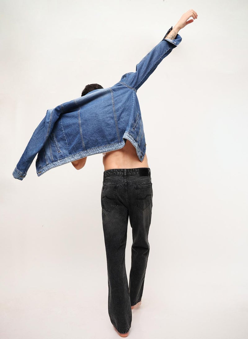 Dennis Lingo Black 100% Cotton Washed Pattern Straight Fit Denim Jeans For Men - Image 5