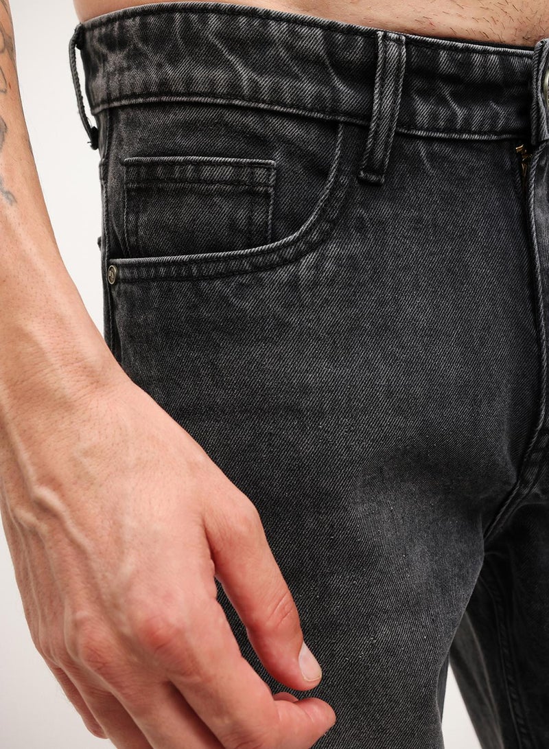Dennis Lingo Black 100% Cotton Washed Pattern Straight Fit Denim Jeans For Men - Image 3