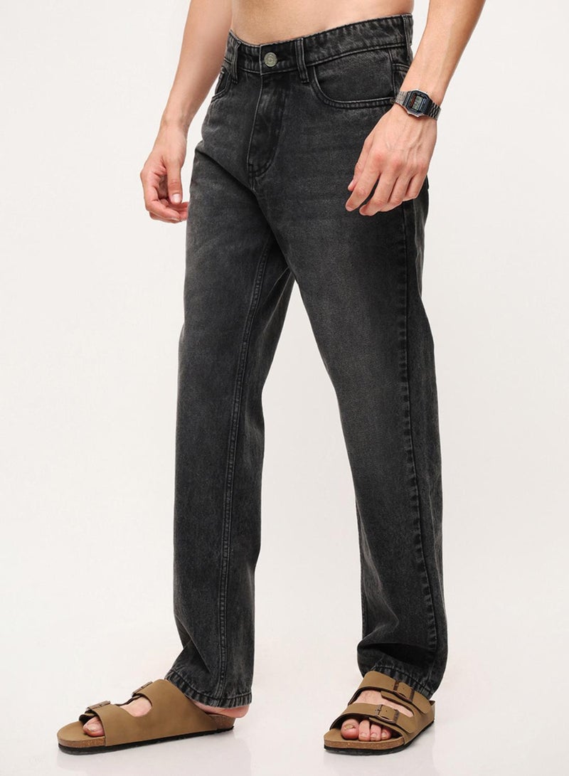 Dennis Lingo Black 100% Cotton Washed Pattern Straight Fit Denim Jeans For Men - Image 2