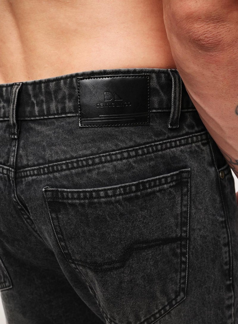 Dennis Lingo Black 100% Cotton Washed Pattern Straight Fit Denim Jeans For Men - Image 4