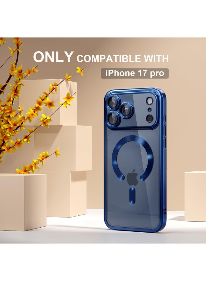 HaDoii iPhone 17 Pro Case Cover with Full Camera Lens Protector(Compatible with MagSafe)(Shockproof Military Grade Drop Protection) , Soft Clear Phone Case for iPhone 17 Pro, Deep Blue - Image 2