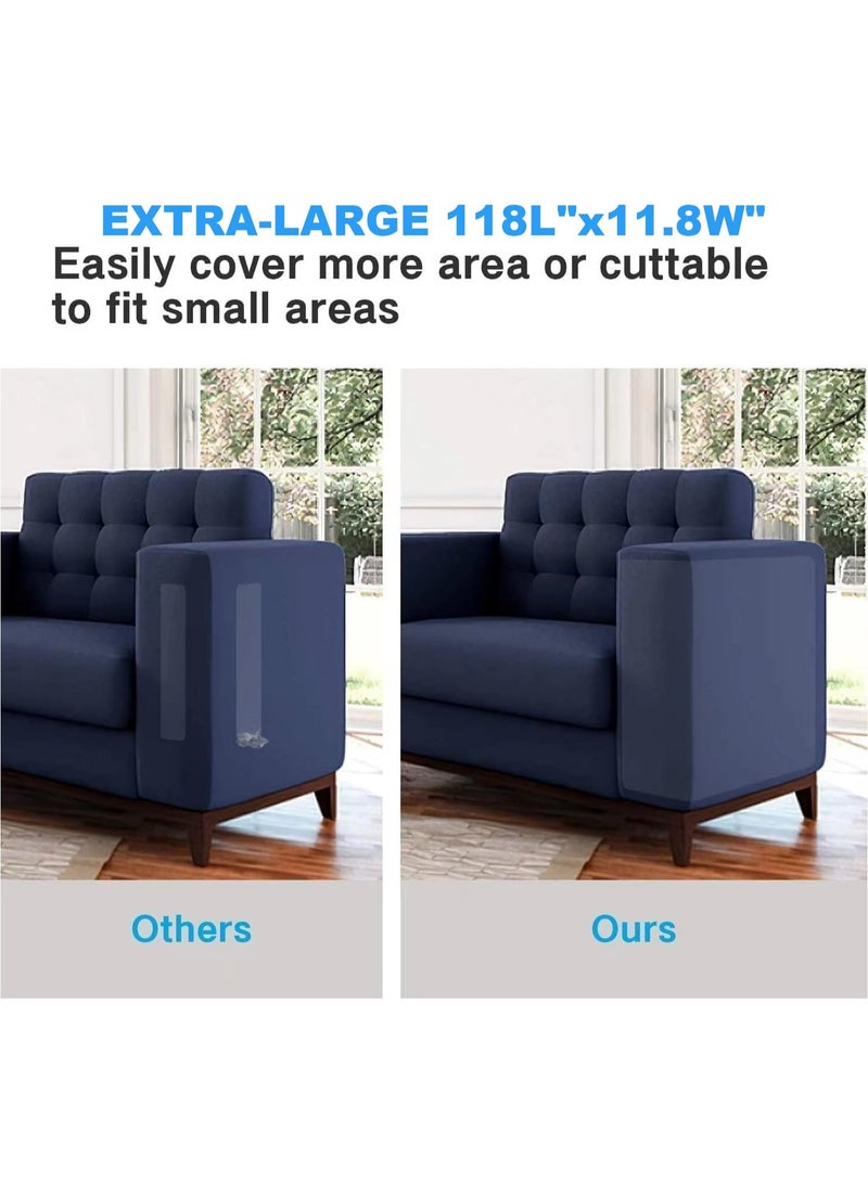 مايل ميلو واقي اثاث القطط من الخدوش مقاس(11.8 انش × 118 انش) واقي اريكة القطط، شريط تدريب شفاف مزدوج الجوانب مضاد للخدش، شريط لاصق على شكل مخالب قطط، (عبوة من قطعة واحدة) - Image 2