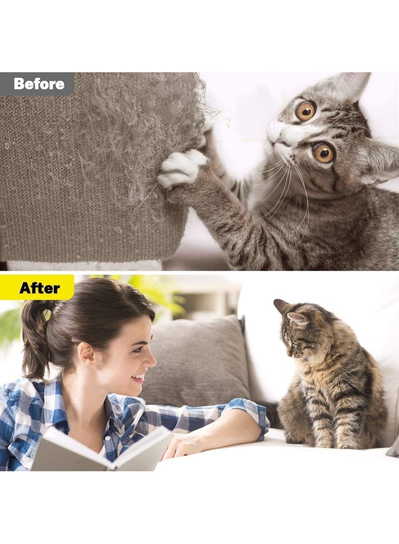 مايل ميلو واقي اثاث القطط من الخدوش مقاس(11.8 انش × 118 انش) واقي اريكة القطط، شريط تدريب شفاف مزدوج الجوانب مضاد للخدش، شريط لاصق على شكل مخالب قطط، (عبوة من قطعة واحدة) - Image 4