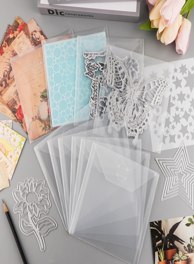 Briartw 20 Pack Storage Envelopes,Clear 6.4x6.4" Resealable Plastic Envelopes Pockets for Cutting Dies Stencil Crafts Organizer Holder,Storage Bag for Clear Stamp,Die Cuts,Scrapbook Paper,Photos - Image 4