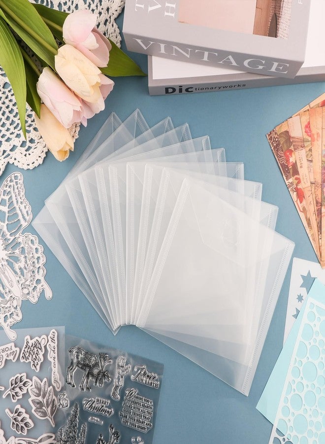 Briartw 20 Pack Storage Envelopes,Clear 6.4x6.4" Resealable Plastic Envelopes Pockets for Cutting Dies Stencil Crafts Organizer Holder,Storage Bag for Clear Stamp,Die Cuts,Scrapbook Paper,Photos - Image 3