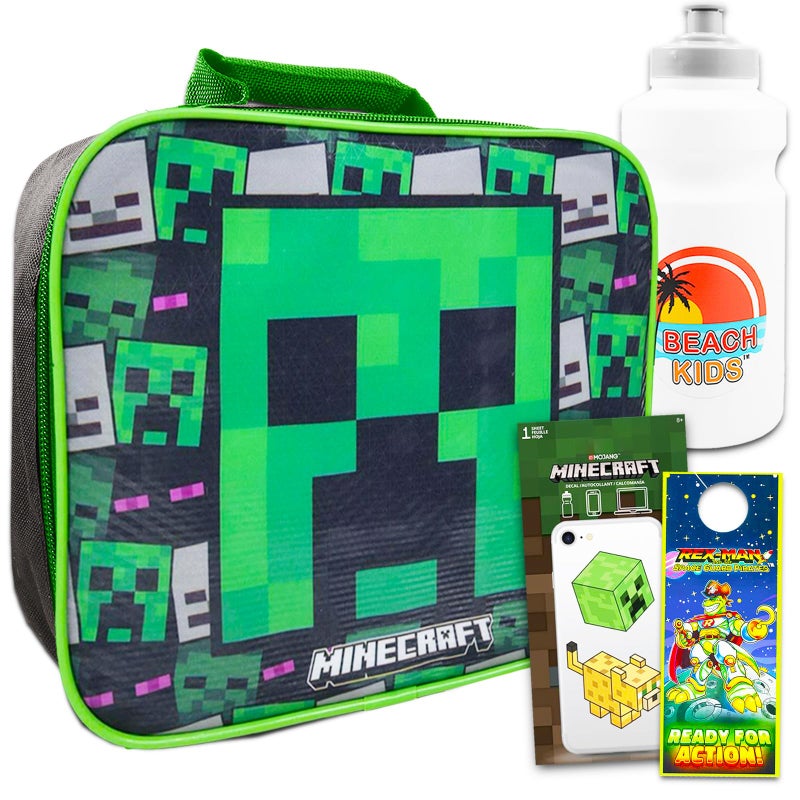 Minecraft Mojang Minecraft School Supplies Set  Bundle of 6 Pc Minecraft Lunch Box Decals Water Bottle and More  Minecraft Lunch Bag for Kids