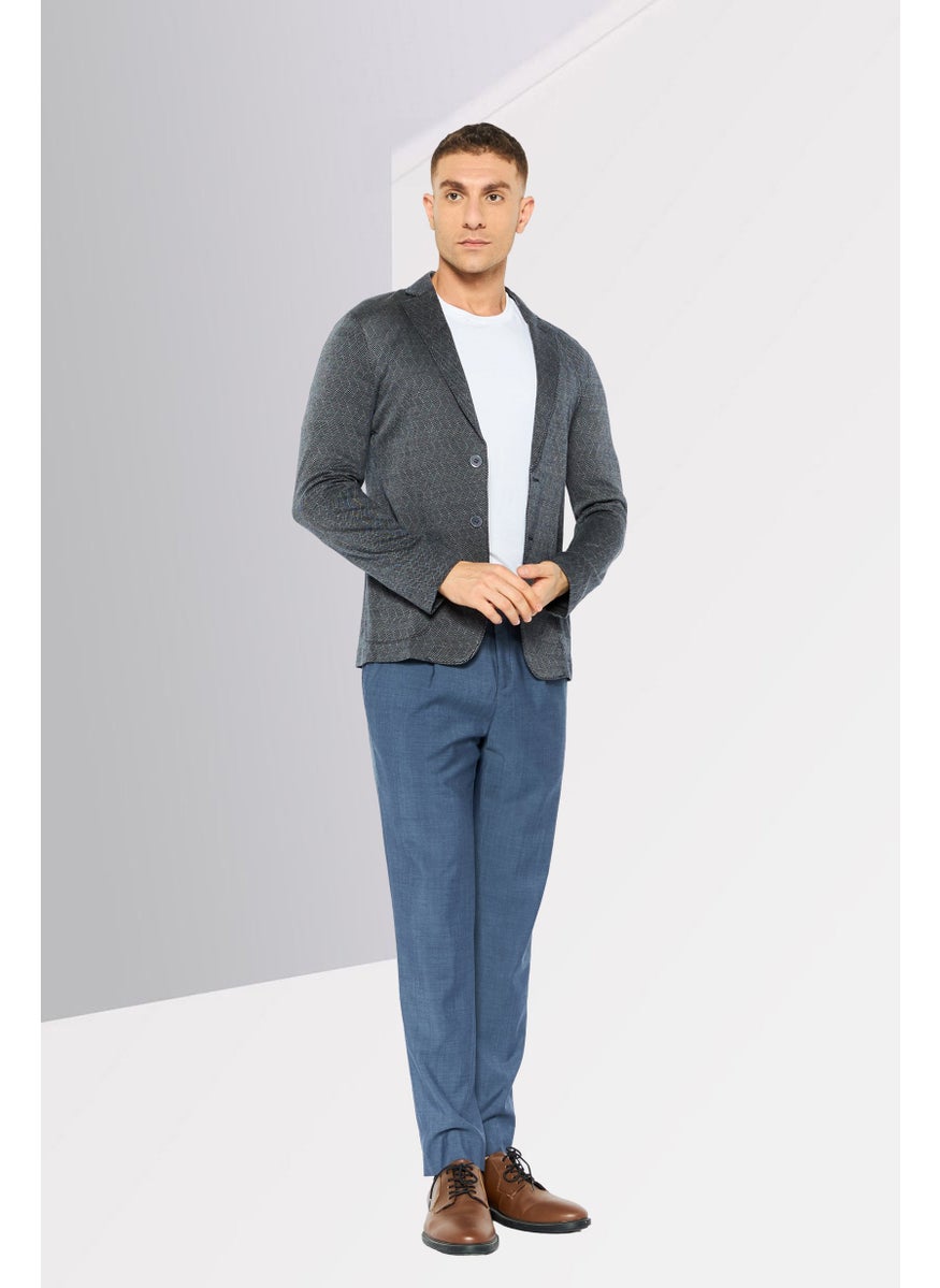 EMPORIO ARMANI Men Regular Fit Abstract Formal Blazer, Charcoal  - Image 4