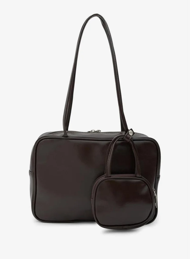 Choker Charm Shoulder Bag – Dark Coffee.