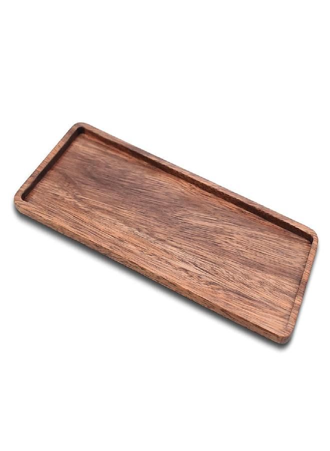 Linwnil 11.8 Inch Solid Wood Serving Platters and Trays of Natural Acacia Wood with Edge,Rectangular Avoid Sliding and Spilling Food  - Image 1